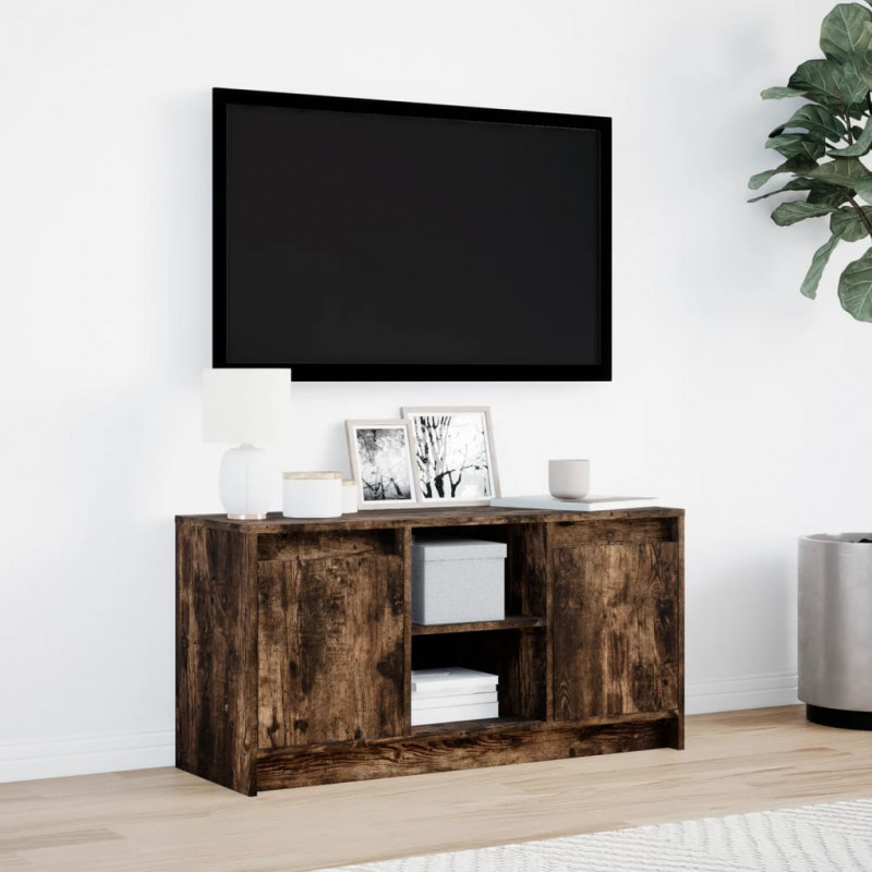 Szafka pod TV z LED, przydymiony dąb, 100x34x50 cm