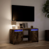 Szafka pod TV z LED, przydymiony dąb, 100x34x50 cm
