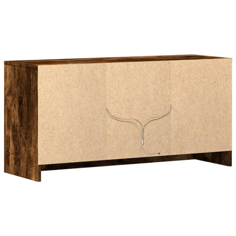 Szafka pod TV z LED, przydymiony dąb, 100x34x50 cm