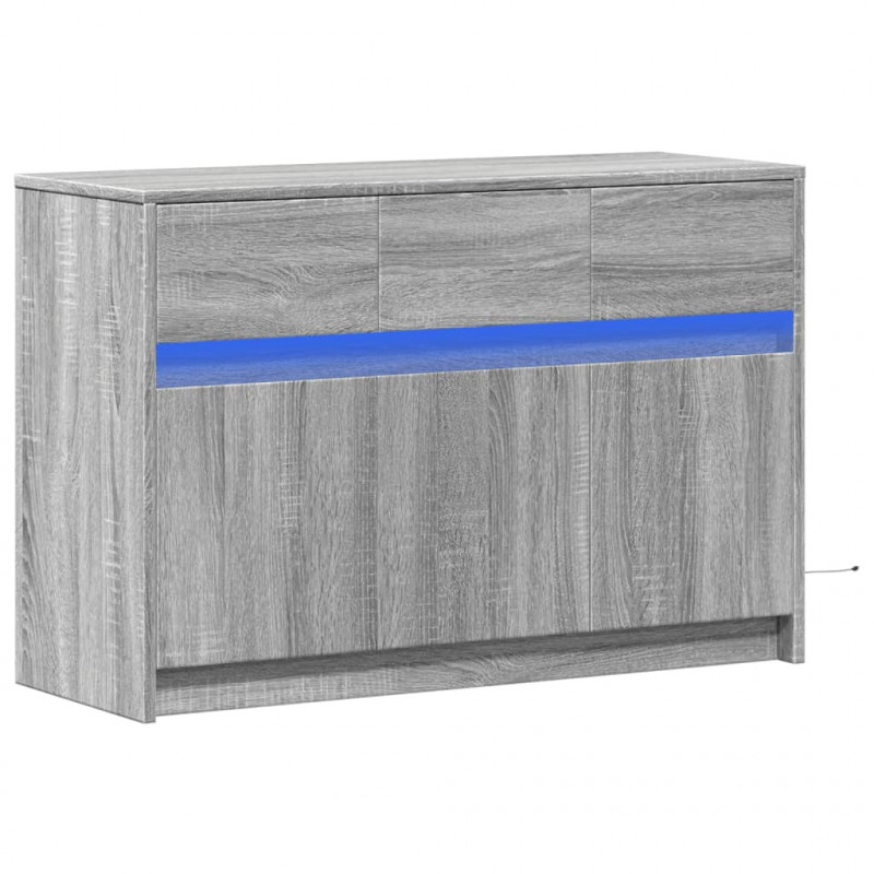 Szafka TV z LED, szary dąb sonoma, 91x34x61 cm