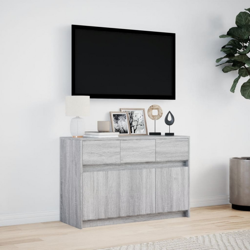 Szafka TV z LED, szary dąb sonoma, 91x34x61 cm