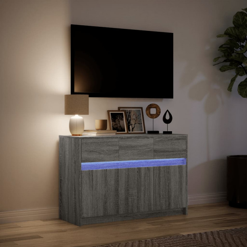 Szafka TV z LED, szary dąb sonoma, 91x34x61 cm