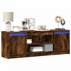 Szafka pod TV z LED, przydymiony dąb, 139,5x34x50 cm