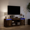 Szafka pod TV z LED, przydymiony dąb, 139,5x34x50 cm