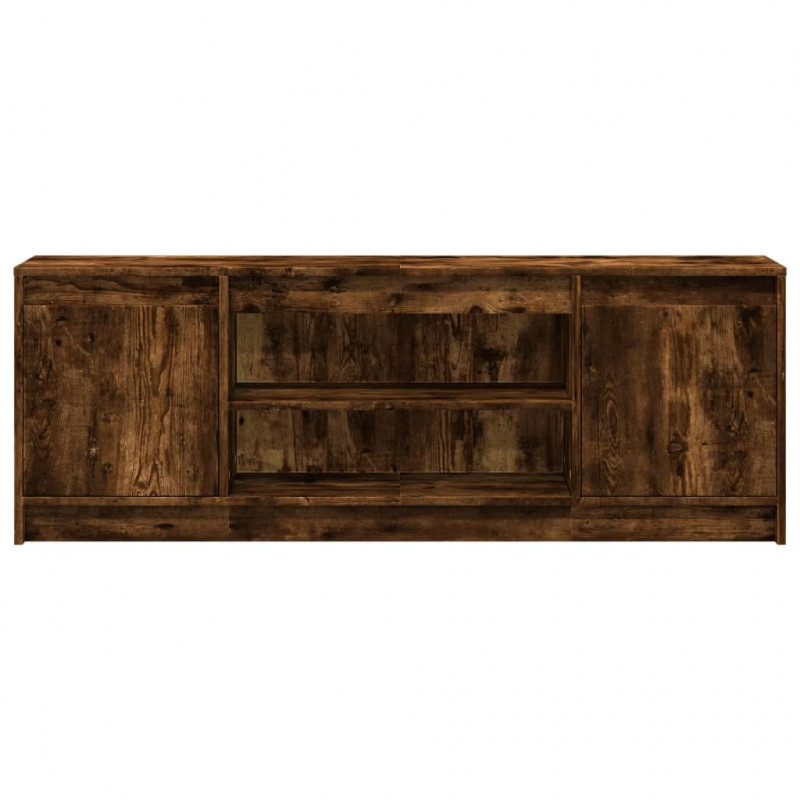 Szafka pod TV z LED, przydymiony dąb, 139,5x34x50 cm