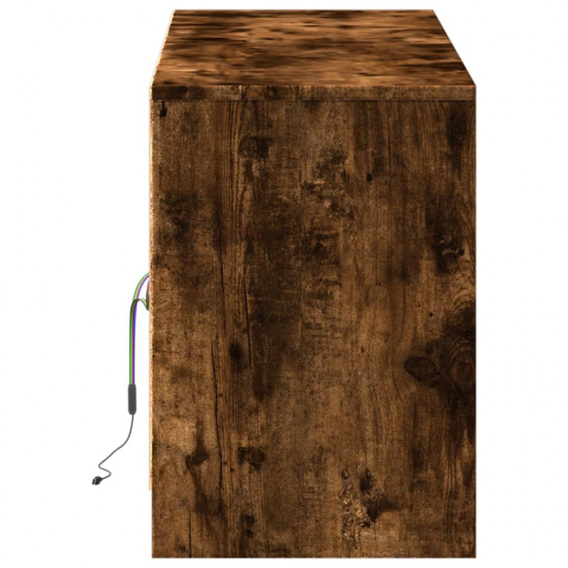 Szafka pod TV z LED, przydymiony dąb, 139,5x34x50 cm