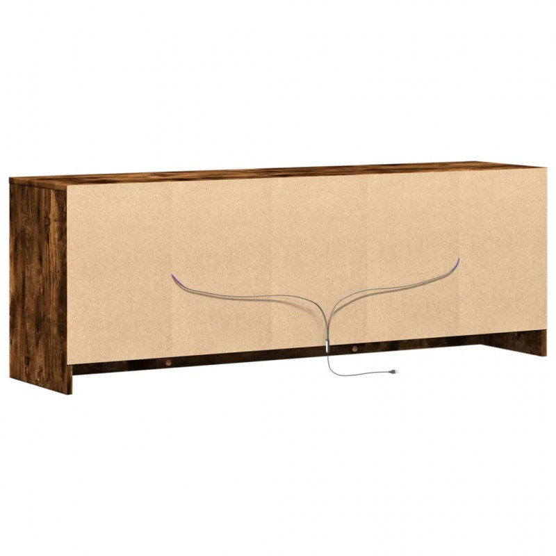 Szafka pod TV z LED, przydymiony dąb, 139,5x34x50 cm