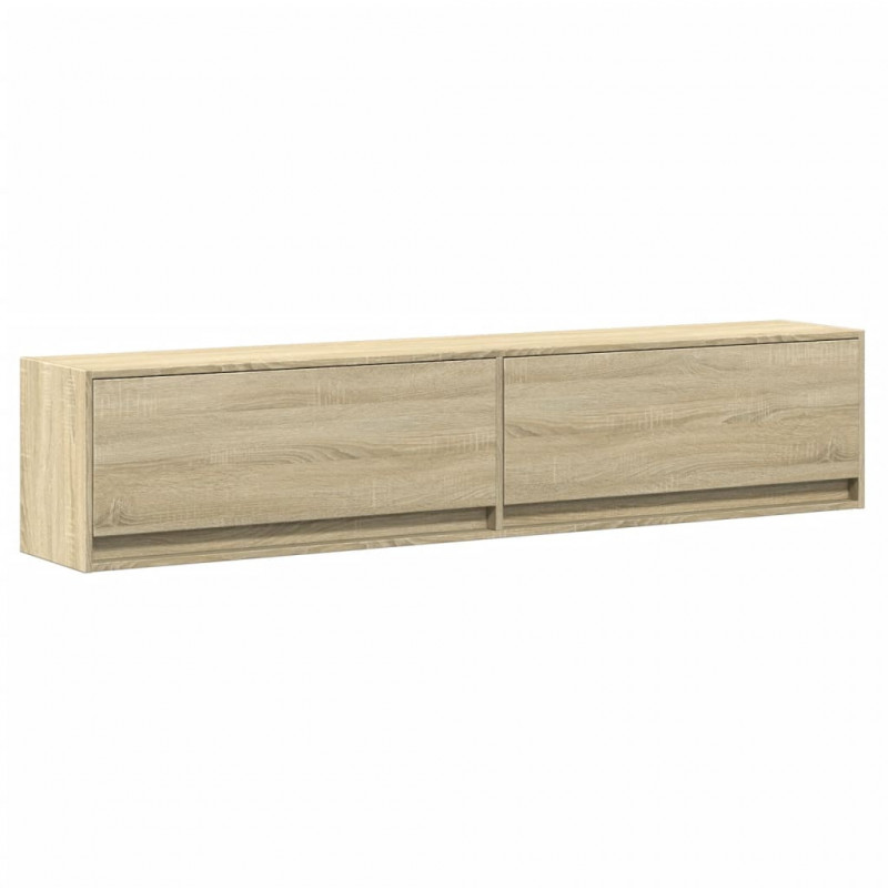 Ścienna szafka pod TV, z LED, dąb sonoma, 180x31x38 cm
