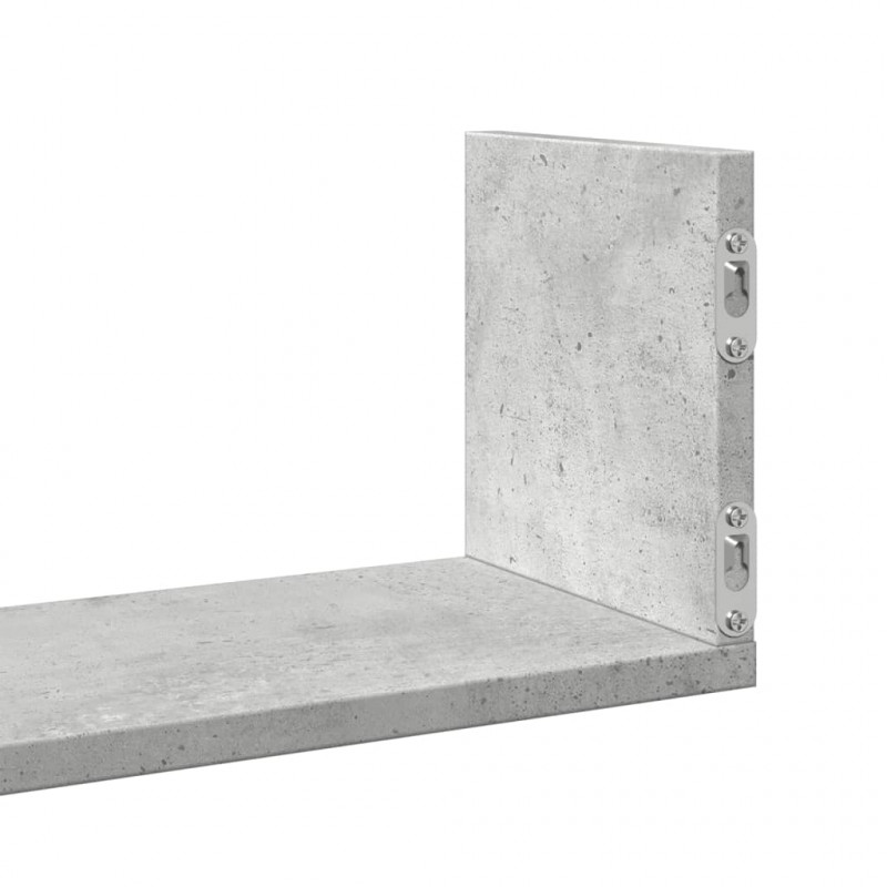 Półki ścienne, 3 szt., szarość betonu, 80x18x18 cm