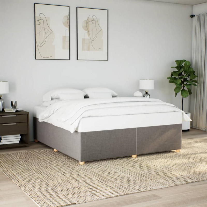 Rama łóżka bez materaca, taupe, 200x200 cm, obita tkaniną
