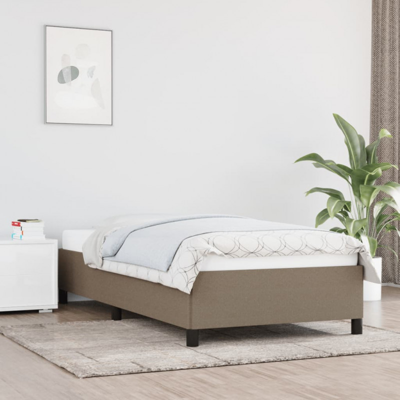 Rama łóżka bez materaca, taupe, 100x200 cm, obita tkaniną