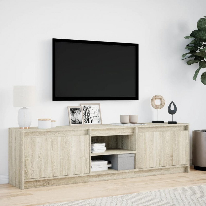Szafka pod TV z LED, dąb sonoma, 180x34x50 cm