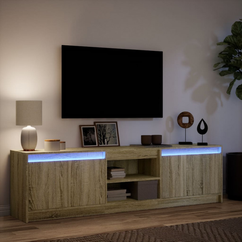 Szafka pod TV z LED, dąb sonoma, 180x34x50 cm