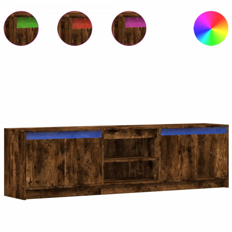 Szafka pod TV z LED, przydymiony dąb, 180x34x50 cm