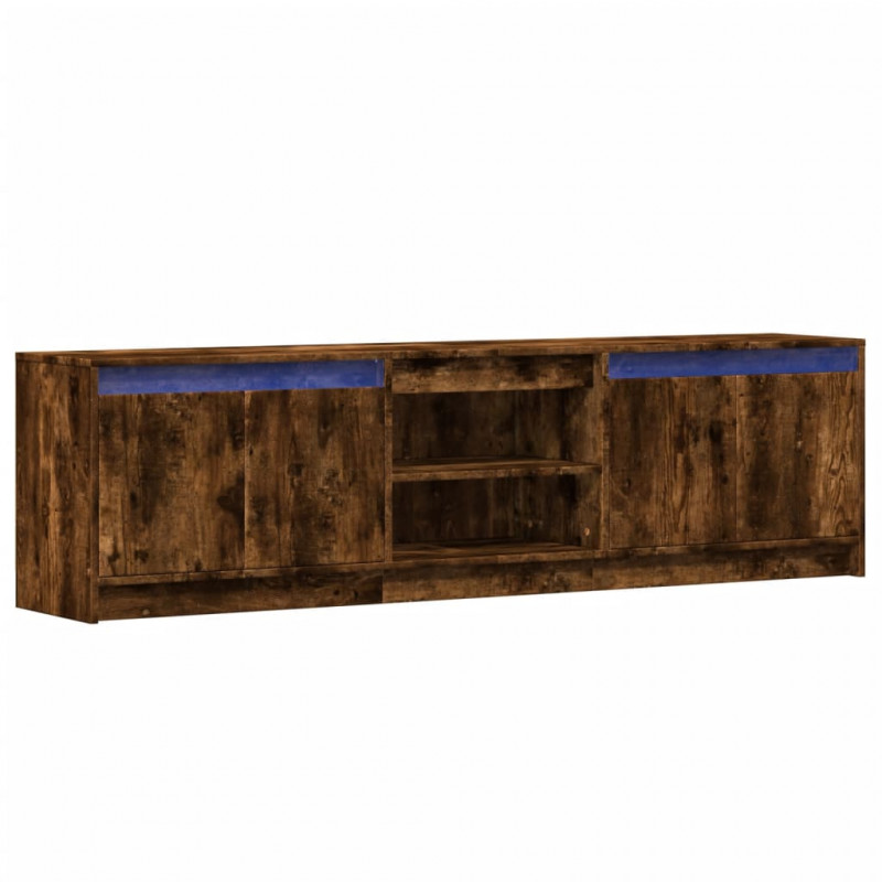 Szafka pod TV z LED, przydymiony dąb, 180x34x50 cm