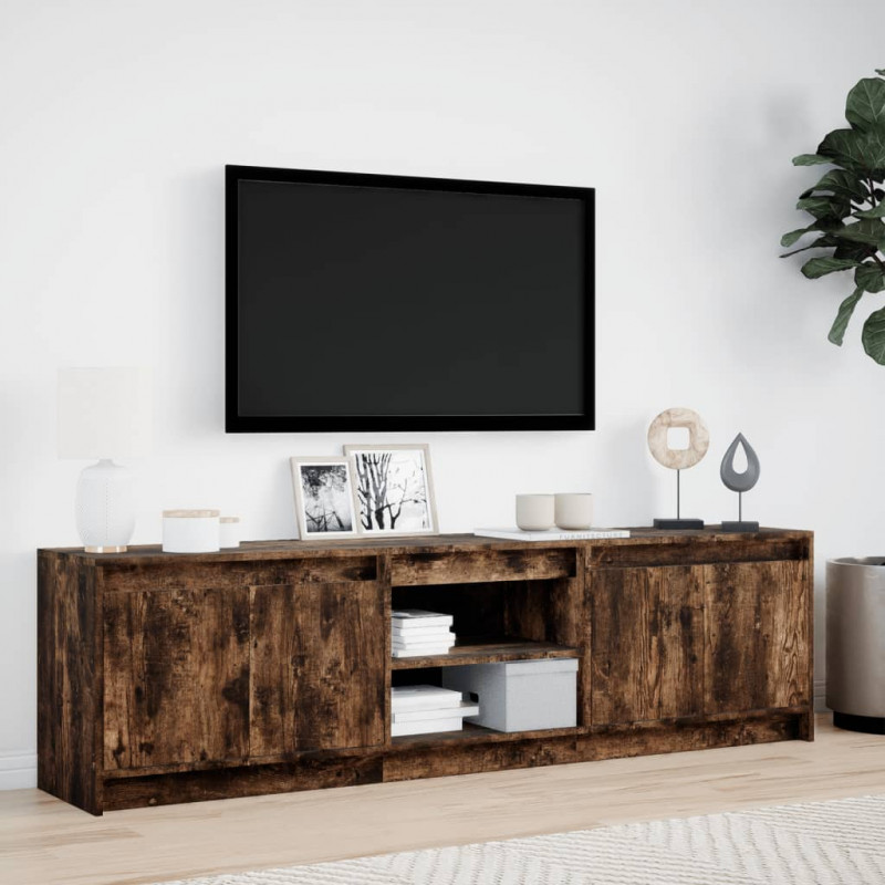 Szafka pod TV z LED, przydymiony dąb, 180x34x50 cm