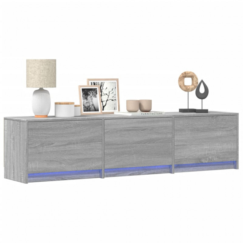 Szafka pod TV z LED, szary dąb sonoma, 165x34x40 cm