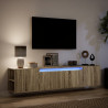 Ścienna szafka pod TV, z LED, dąb sonoma, 180x31x39,5 cm