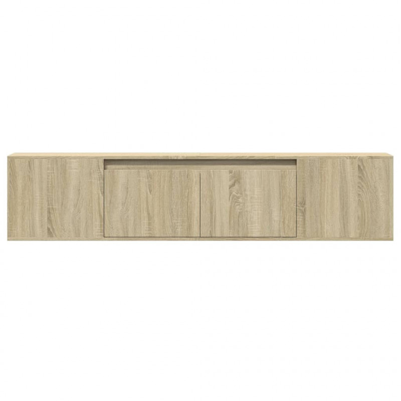Ścienna szafka pod TV, z LED, dąb sonoma, 180x31x39,5 cm