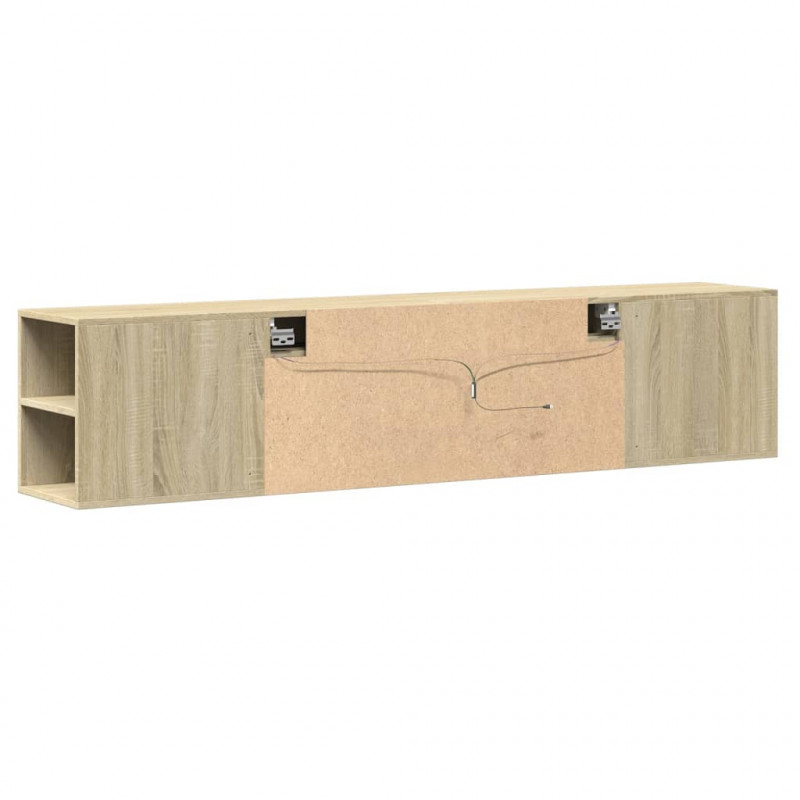 Ścienna szafka pod TV, z LED, dąb sonoma, 180x31x39,5 cm