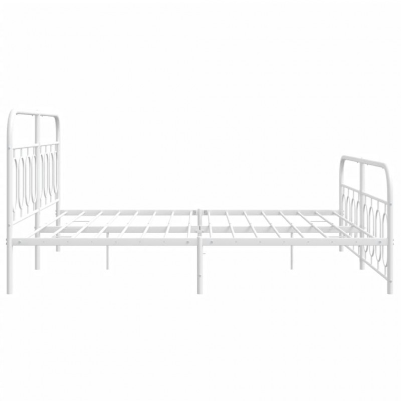 Metalowa rama łóżka z wezgłowiem i zanóżkiem, biała, 180x200 cm