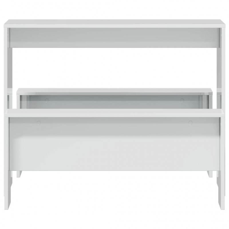 3-częściowy zestaw mebli: stolik i ławki, biały, wysoki połysk