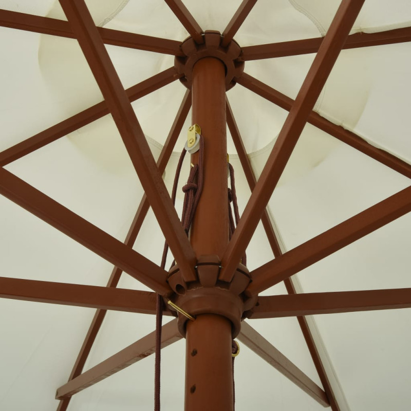 Parasol ogrodowy na drewnianym słupku, 330 cm, piaskowa biel