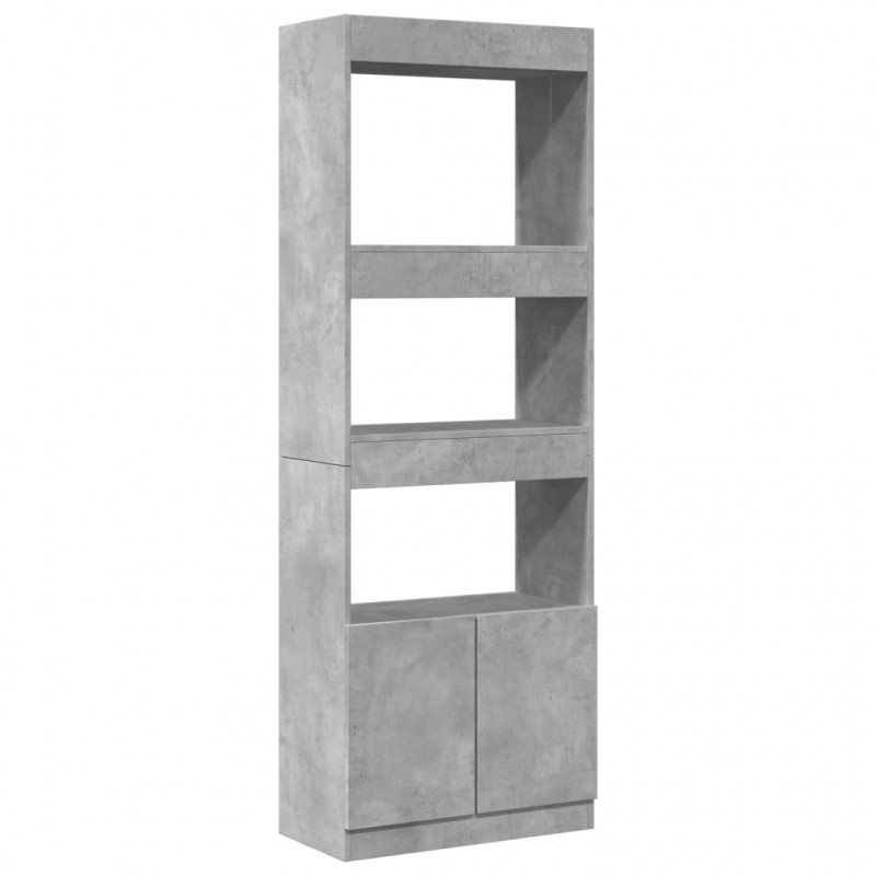 Regał, szarość betonu, 63x33x180 cm, materiał drewnopochodny