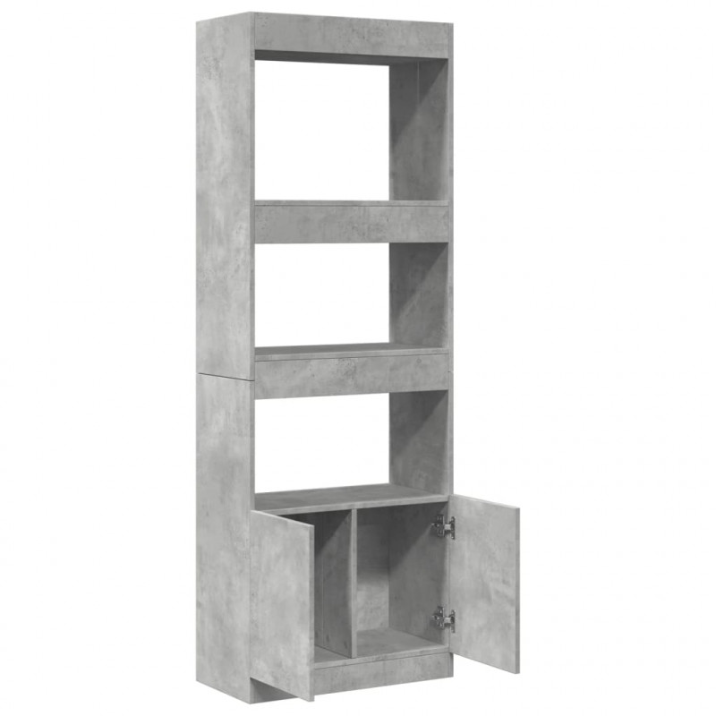 Regał, szarość betonu, 63x33x180 cm, materiał drewnopochodny