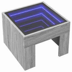 Stolik kawowy z LED Infinity, szary dąb sonoma, 40x40x30 cm