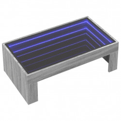Stolik kawowy z LED Infinity, szary dąb sonoma, 90x50x30 cm