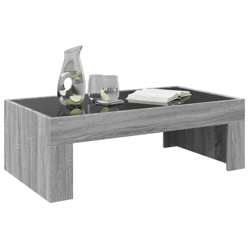 Stolik kawowy z LED Infinity, szary dąb sonoma, 90x50x30 cm