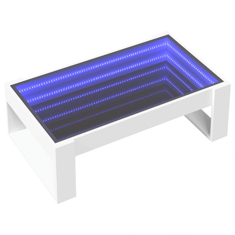Stolik kawowy z LED Infinity, biały, 90x53x30 cm