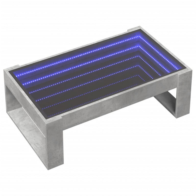 Stolik kawowy z LED Infinity, szarość betonu, 90x53x30 cm