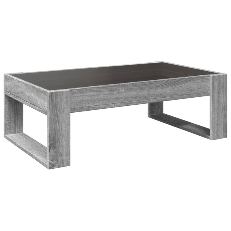 Stolik kawowy z LED Infinity, szary dąb sonoma, 90x53x30 cm