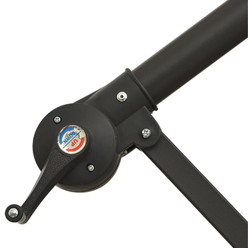 Parasol wiszący z LED i stalowym słupkiem, 300 cm, niebieski