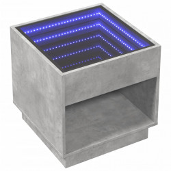 Stolik kawowy z LED Infinity, szarość betonu, 50x50x50 cm