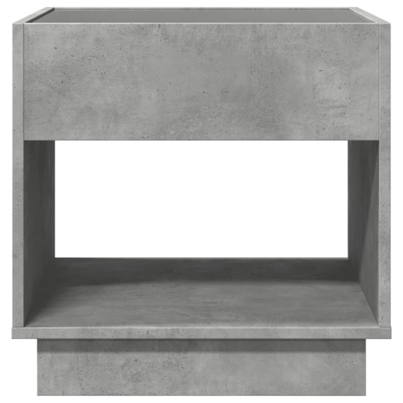 Stolik kawowy z LED Infinity, szarość betonu, 50x50x50 cm