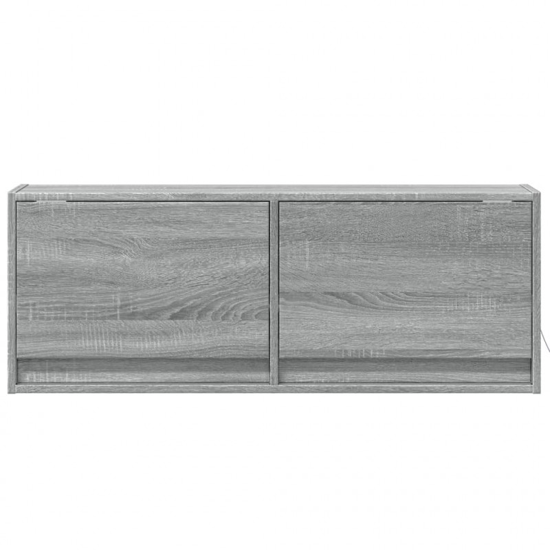 Ścienna szafka TV z LED, szary dąb sonoma, 100x31x35 cm