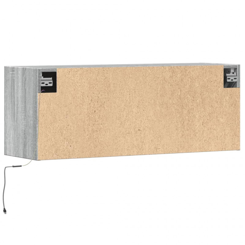 Ścienna szafka TV z LED, szary dąb sonoma, 100x31x35 cm