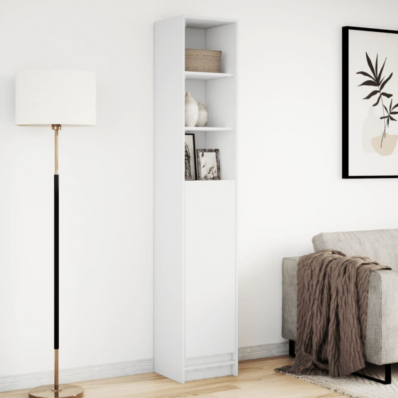 Szafka z LED, biała, 36x32,5x200 cm, materiał drewnopochodny