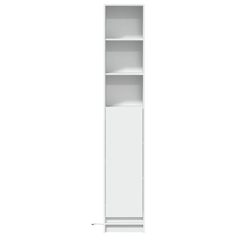 Szafka z LED, biała, 36x32,5x200 cm, materiał drewnopochodny