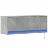 Ścienna szafka TV z LED, szarość betonu, 100x31x35 cm