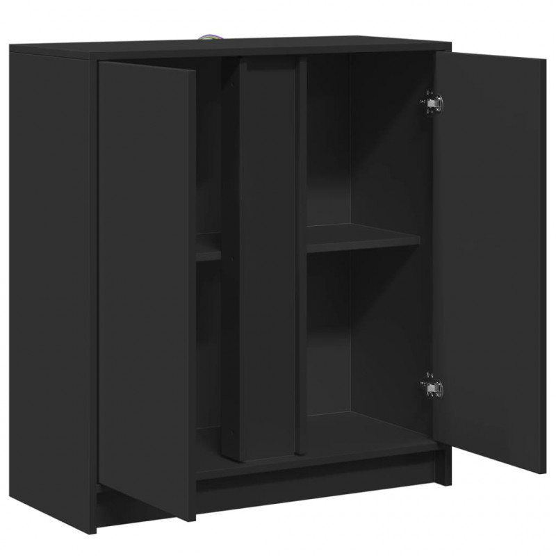 Szafka z LED, czarna, 77x34x85 cm, materiał drewnopochodny