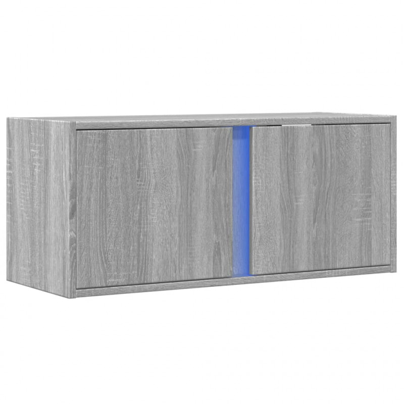 Ścienna szafka TV z LED, szary dąb sonoma, 80x31x35 cm