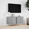 Ścienna szafka TV z LED, szary dąb sonoma, 80x31x35 cm