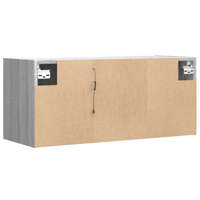Ścienna szafka TV z LED, szary dąb sonoma, 80x31x35 cm