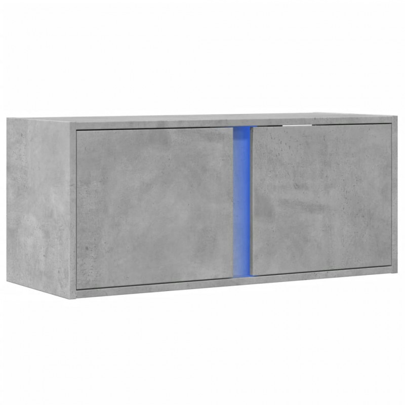 Ścienna szafka TV z LED, szarość betonu, 80x31x35 cm