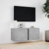 Ścienna szafka TV z LED, szarość betonu, 80x31x35 cm