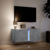 Ścienna szafka TV z LED, szarość betonu, 80x31x35 cm